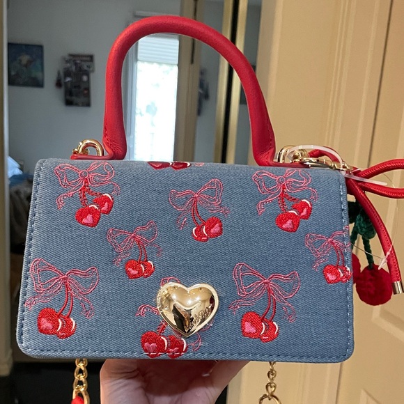 Betsey Johnson Handbags - Betsey Johnson “Luv Betsey” Denim and Cherry crossbody bag